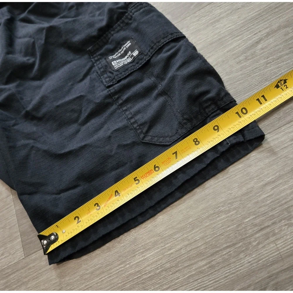 Vintage Y2K Southpole Black Ripstop Cargo Shorts Drawstring Men's Size Small